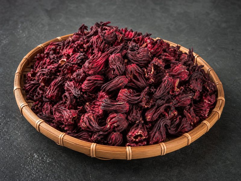 Grade A dried hibiscus flowers close-up